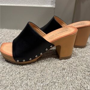Madden Girl Black and Tan Chunky Heels